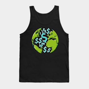 Dollar Signs Cash Earth – Spaceman Squad Space Money Making Tank Top